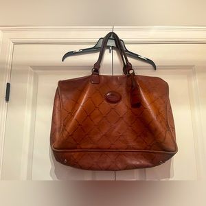 Long champ brown leather bag